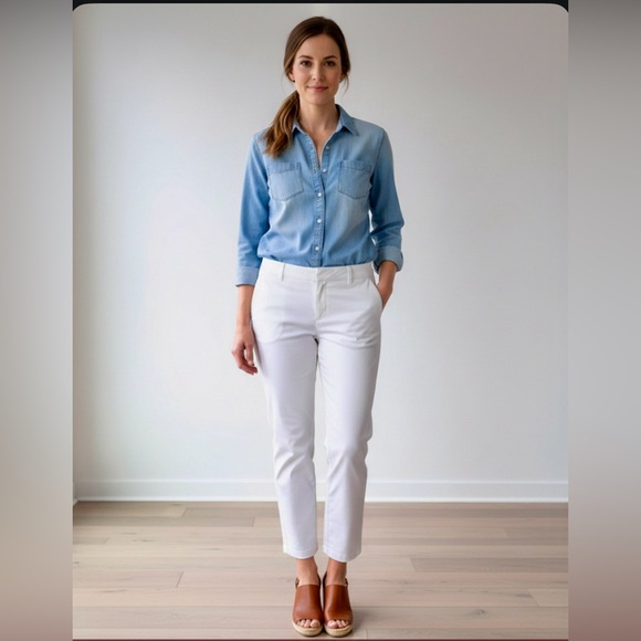 Larry Levine Denim - Larry Levine White Slim Leg Chino Pants - Size 12